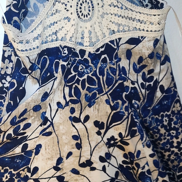 Gabby Skye, PM, Blue, Tan, White Dress - Picture 3 of 4